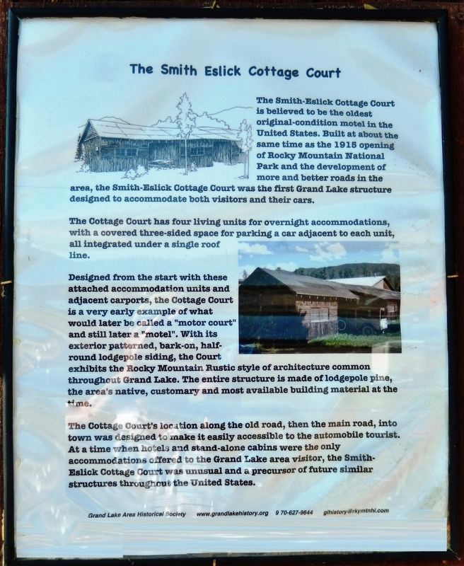 The Smith Eslick Cottage Court Marker<br>(<i>panel 1</i>) image. Click for full size.
