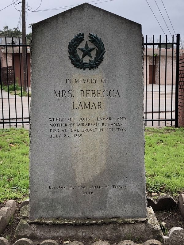 Mrs. Rebecca Lamar Marker image. Click for full size.