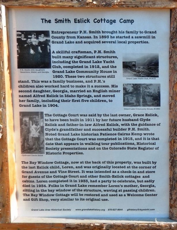 The Smith-Eslick Cottage Camp Marker image. Click for full size.