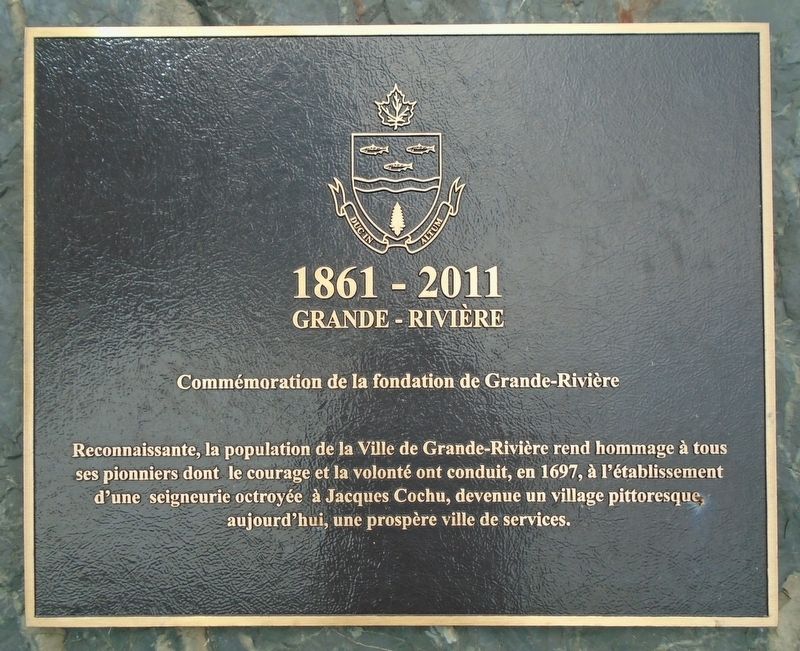 Commémoration de la fondation de Grande-Rivière Marker. Click for full size. Commémoration de la fondation de Grande-Rivière Marker image. Click for full size.
