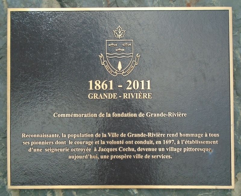 Commmoration de la fondation de Grande-Rivire Marker image. Click for full size.