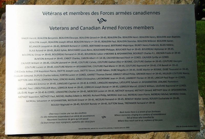 Vtrans et membres des Forces armes canadiennes Marker image. Click for full size.