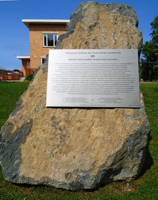 Vétérans et membres des Forces armées canadiennes Marker. Click for full size. Vétérans et membres des Forces armées canadiennes Marker image. Click for full size.