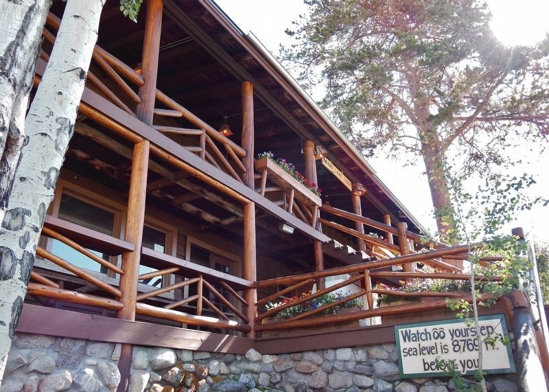 Grand Lake Lodge (<i>southwest corner of lodge; view from marker</i>). Click for full size. Grand Lake Lodge (<i>southwest corner of lodge; view from marker</i>) image. Click for full size.