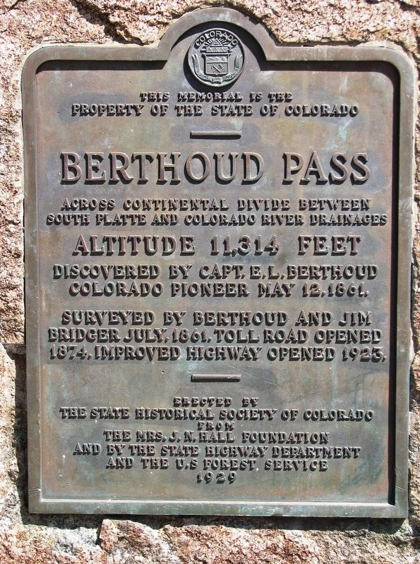 Berthoud Pass Marker image. Click for full size.