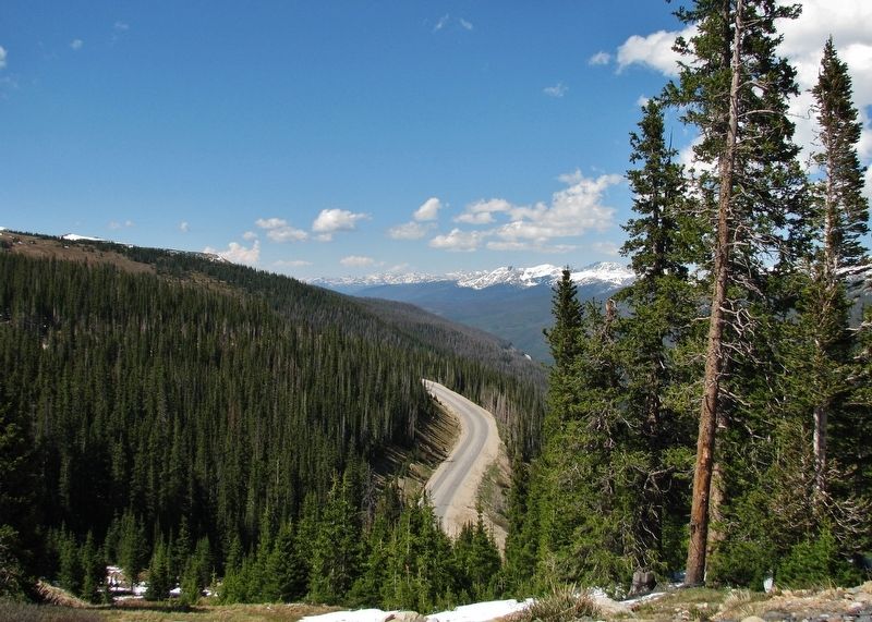 View of US Highway 40 from Berthoud Pass summit image. Click for full size.