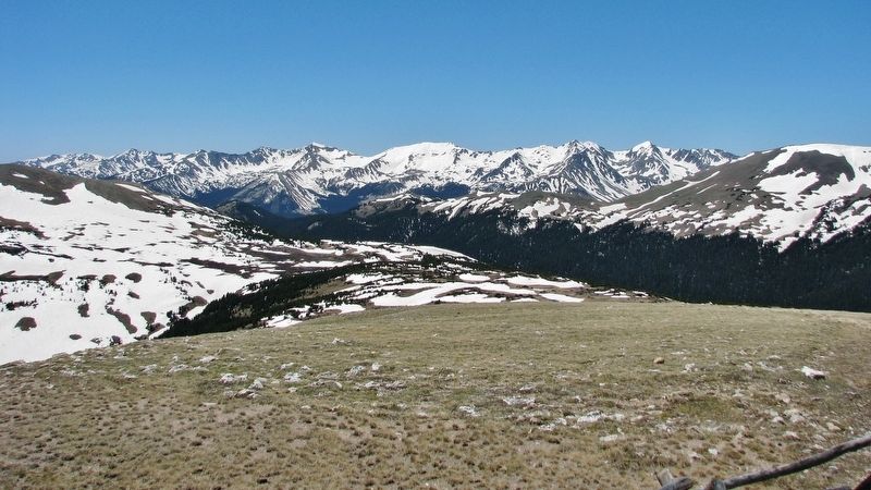 The Gore Range (<i>view southwest from marker</i>). Click for full size. The Gore Range (<i>view southwest from marker</i>) image. Click for full size.