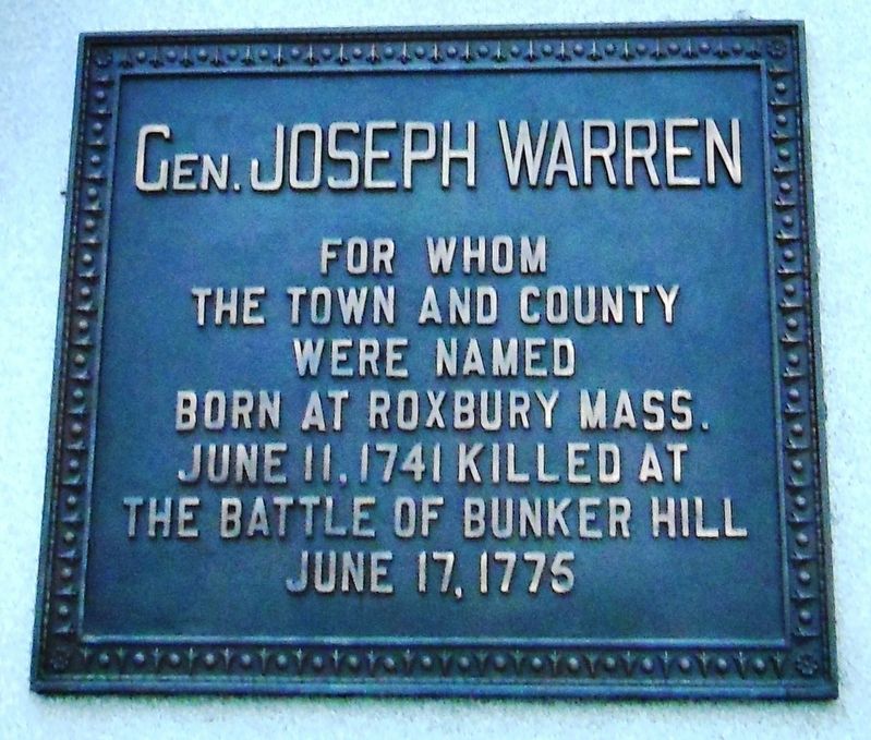 Gen. Joseph Warren Marker. Click for full size. Gen. Joseph Warren Marker image. Click for full size.