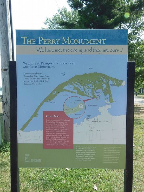 The Perry Monument Marker (<i>tall view; walkway to Perry Monument in background on right</i>) image. Click for full size.
