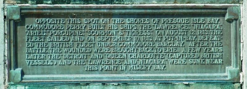 Commodore Oliver Hazard Perry Monument Marker (<i>mounted waist-level on east side of monument</i>). Click for full size. Commodore Oliver Hazard Perry Monument Marker (<i>mounted waist-level on east side of monument</i>) image. Click for full size.
