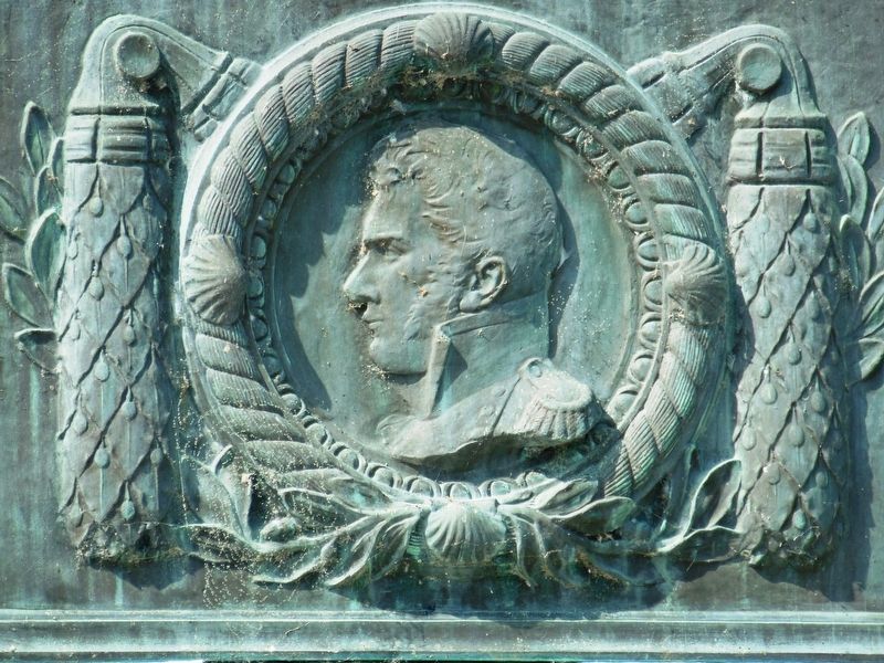 Commodore Oliver Hazard Perry Sculpture (<i>mounted above marker on east side of monument</i>) image. Click for full size.