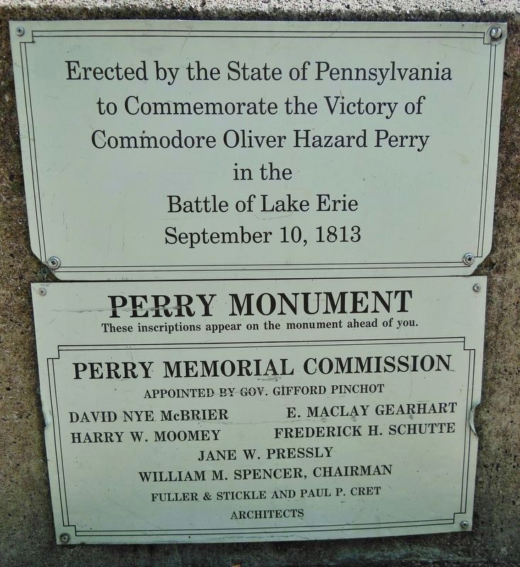 Commodore Oliver Hazard Perry Monument<br>(<i>west side plaques legend</i>) image. Click for full size.