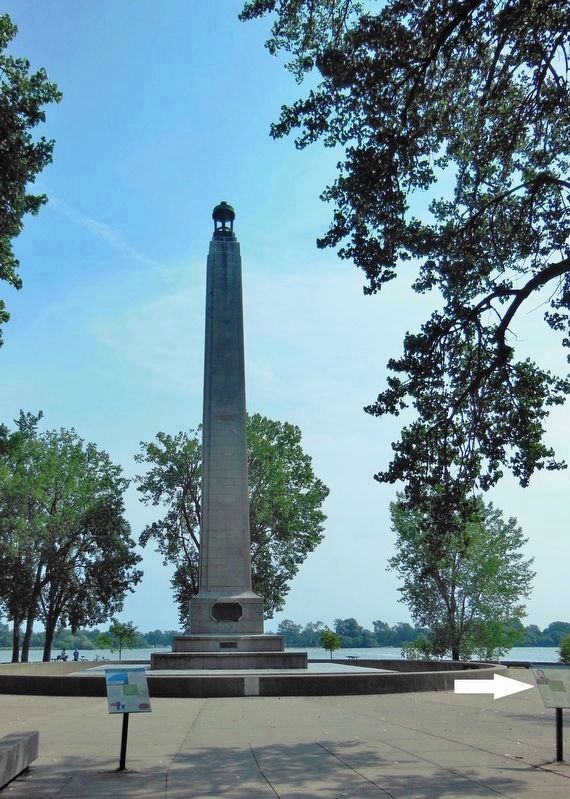 Commodore Oliver Hazard Perry Monument (<i>this marker visible on right; related marker left</i>). Click for full size. Commodore Oliver Hazard Perry Monument (<i>this marker visible on right; related marker left</i>) image. Click for full size.