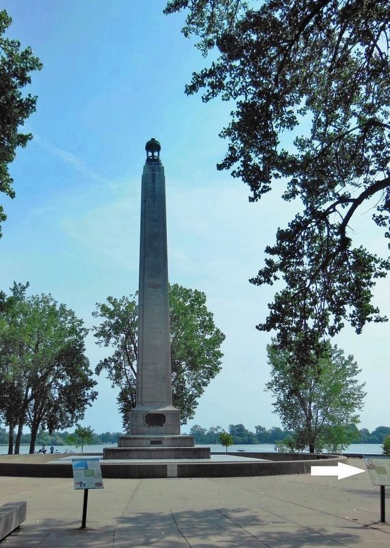 Commodore Oliver Hazard Perry Monument (<i>this marker visible on right; related marker left</i>) image. Click for full size.