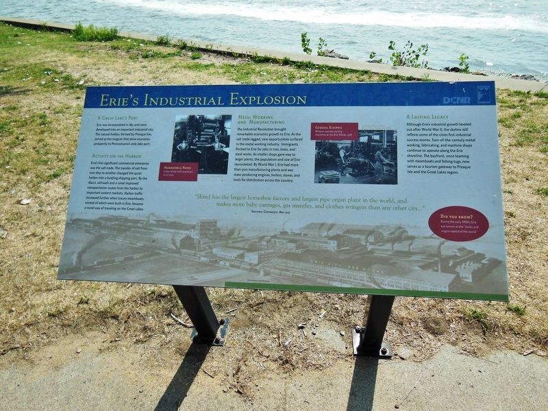 Erie's Industrial Explosion Marker (<i>wide view</i>) image. Click for full size.