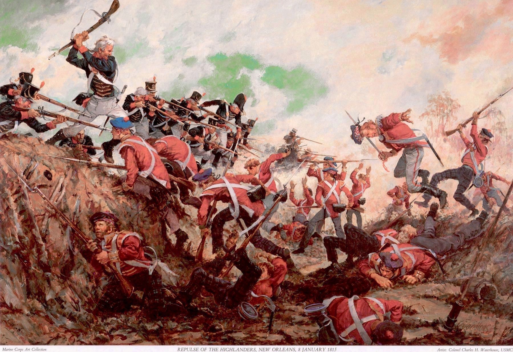 Repulse of the Highlanders, New Orleans 8 January 1815 image. Click for full size.
