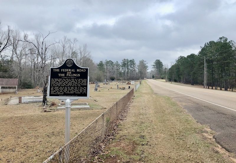 Looking North on Fort Dale Road with the Fort Dale Cemetery on left. image. Click for full size.