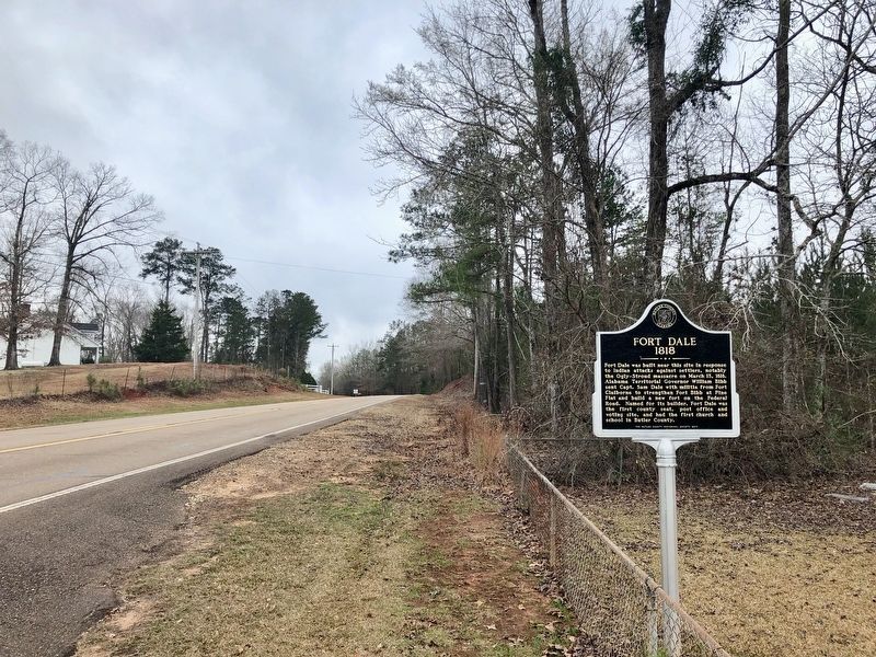 View of Fort Dale marker looking south on State Highway 185. image. Click for full size.
