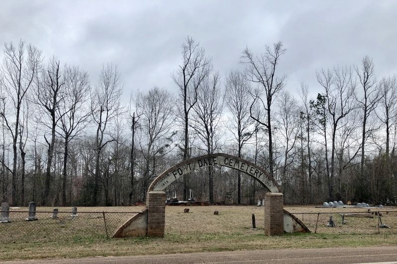 Nearby entrance gate to the Fort Dale Cemetery. image. Click for full size.