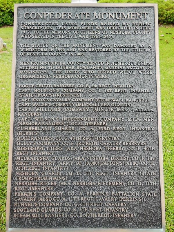 Neshoba County Confederate Monument Marker image. Click for full size.