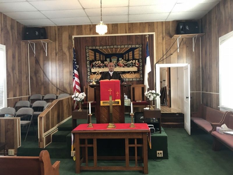 Pastor Roy Trammel Sr. in the pulpit at the First Baptist Church Sycoline. Click for full size. Pastor Roy Trammel Sr. in the pulpit at the First Baptist Church Sycoline image. Click for full size.