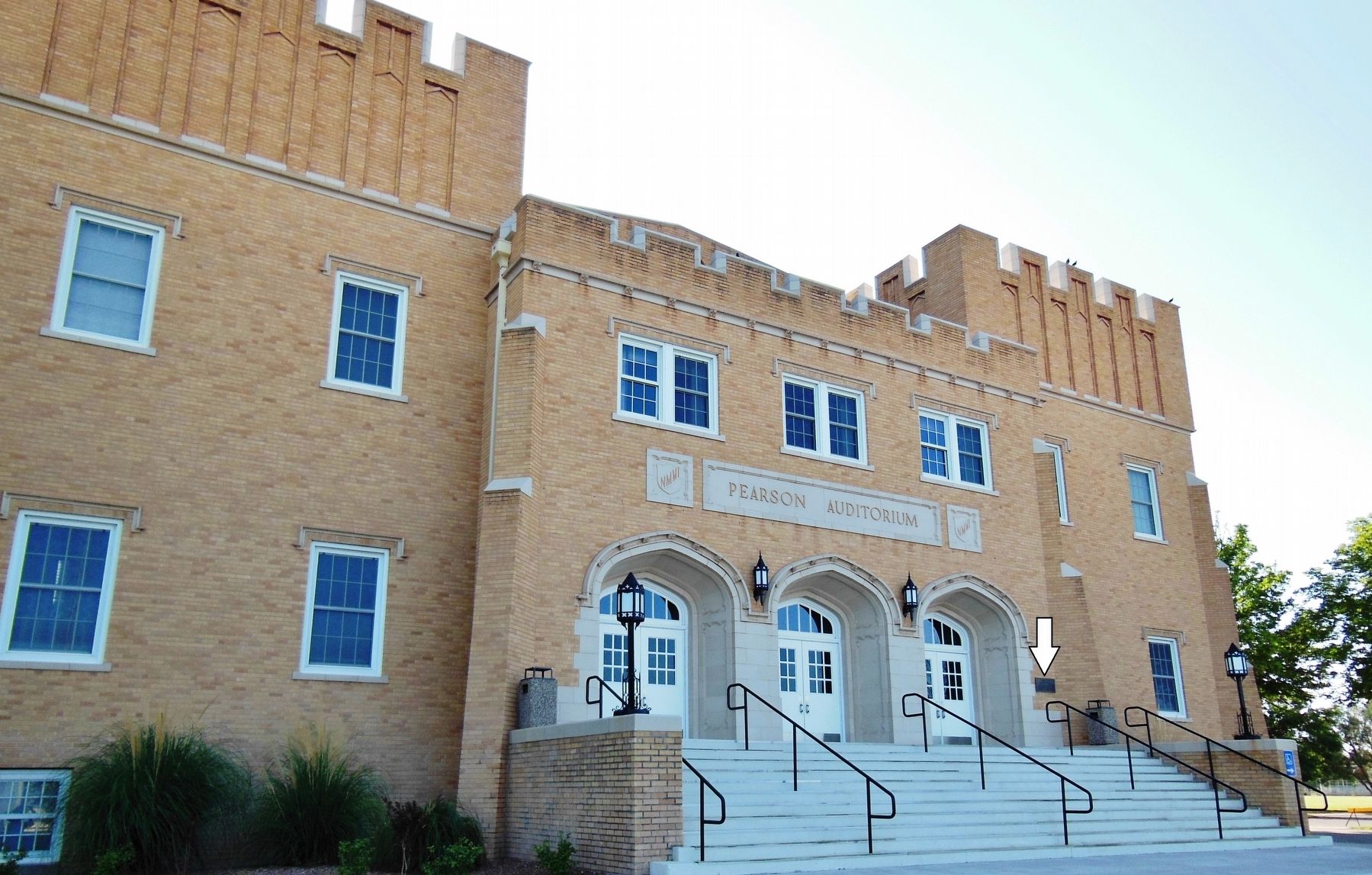 Pearson Auditorium (<i>marker visible on right side of far-right doorway</i>). Click for full size. Pearson Auditorium (<i>marker visible on right side of far-right doorway</i>) image. Click for full size.