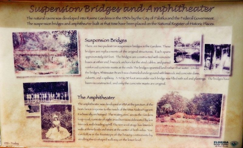 Suspension Bridges and Amphitheater Marker. Click for full size. Suspension Bridges and Amphitheater Marker image. Click for full size.