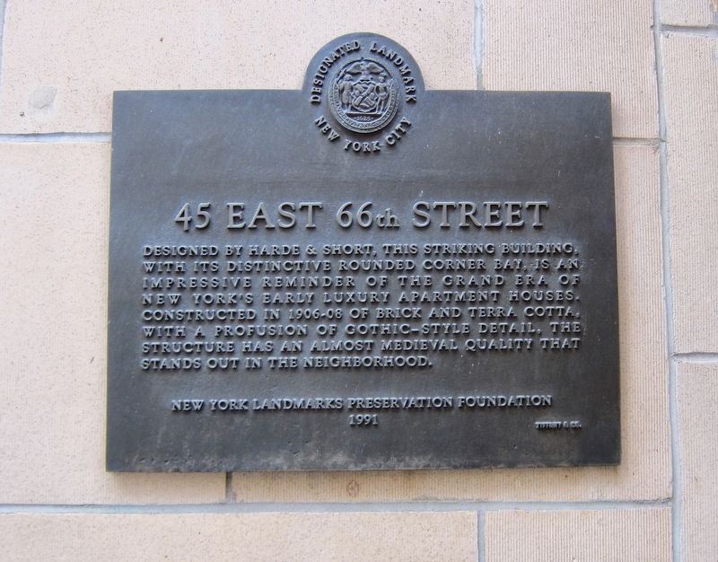 45 East 66th Street Marker image. Click for full size.
