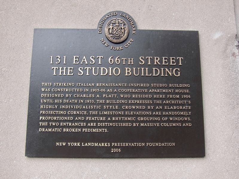 131 East 66th Street Marker. Click for full size. 131 East 66th Street Marker image. Click for full size.