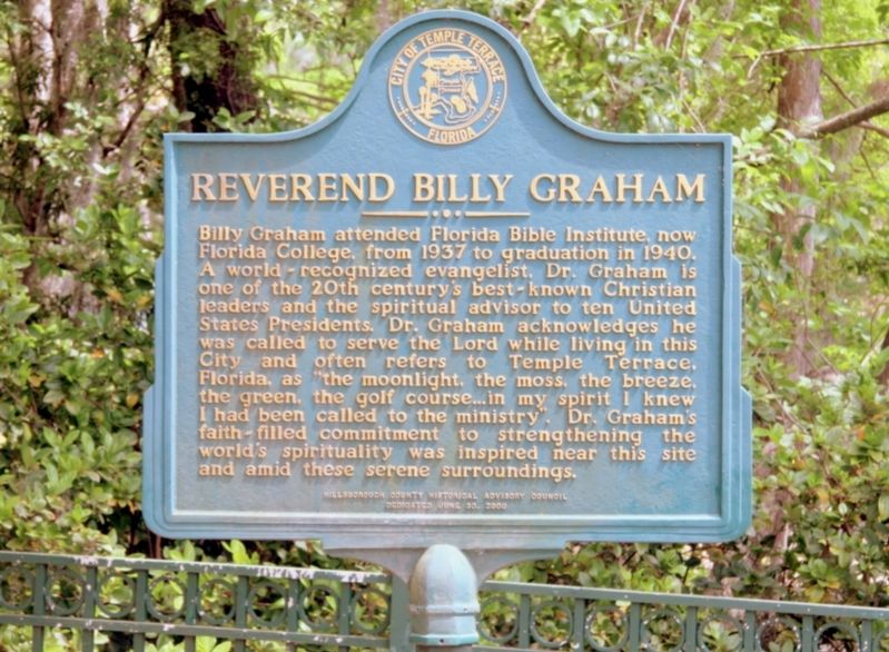 Reverend Billy Graham Marker. Click for full size. Reverend Billy Graham Marker image. Click for full size.