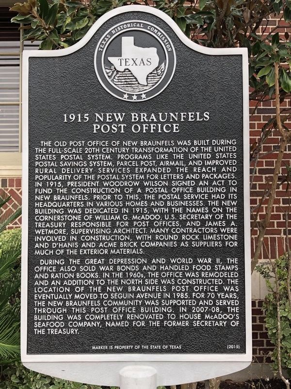 1915 New Braunfels Post Office Marker image. Click for full size.