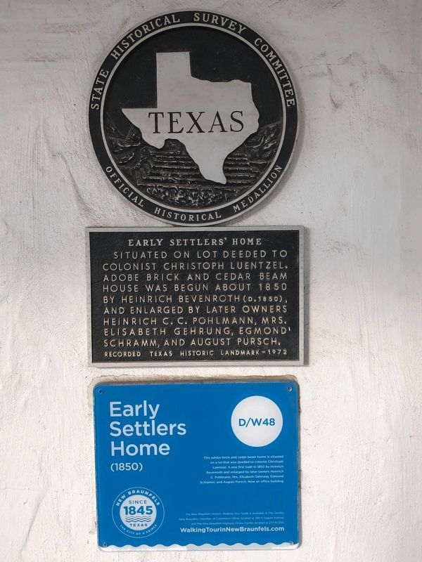 Early Settlers' Home Marker image. Click for full size.