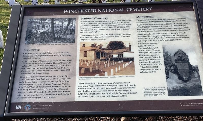 Winchester National Cemetery Marker. Click for full size. Winchester National Cemetery Marker image. Click for full size.