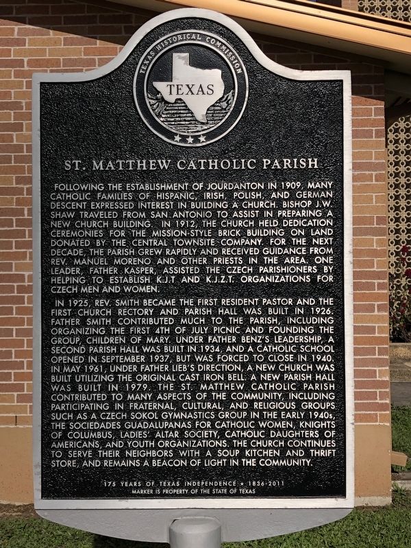 St. Matthew Catholic Parish Marker. Click for full size. St. Matthew Catholic Parish Marker image. Click for full size.
