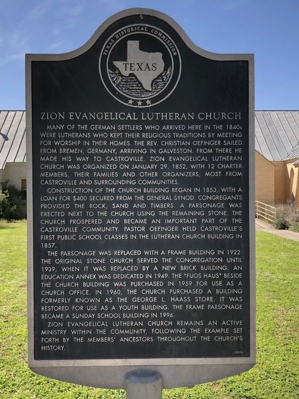 Zion Evangelical Lutheran Church Marker image. Click for full size.