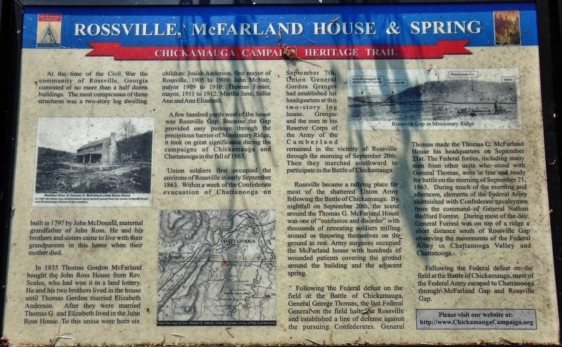 Rossville, McFarland House & Spring Marker image. Click for full size.
