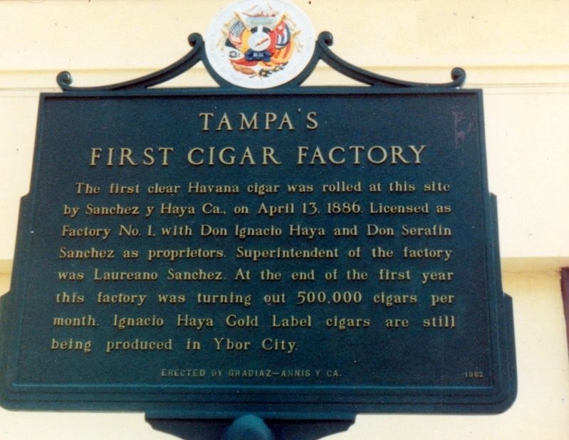 Former Tampa's First Cigar Factory Marker image. Click for full size.
