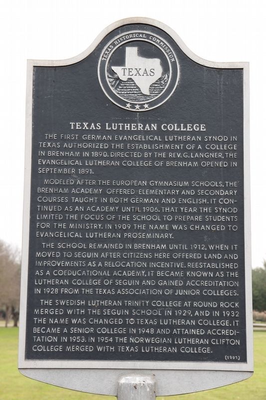 Texas Lutheran College Marker. Click for full size. Texas Lutheran College Marker image. Click for full size.
