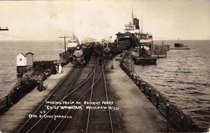 <i>Loading train on "Chief Wawatam"</i>. Click for full size. <i>Loading train on "Chief Wawatam"</i> image. Click for full size.