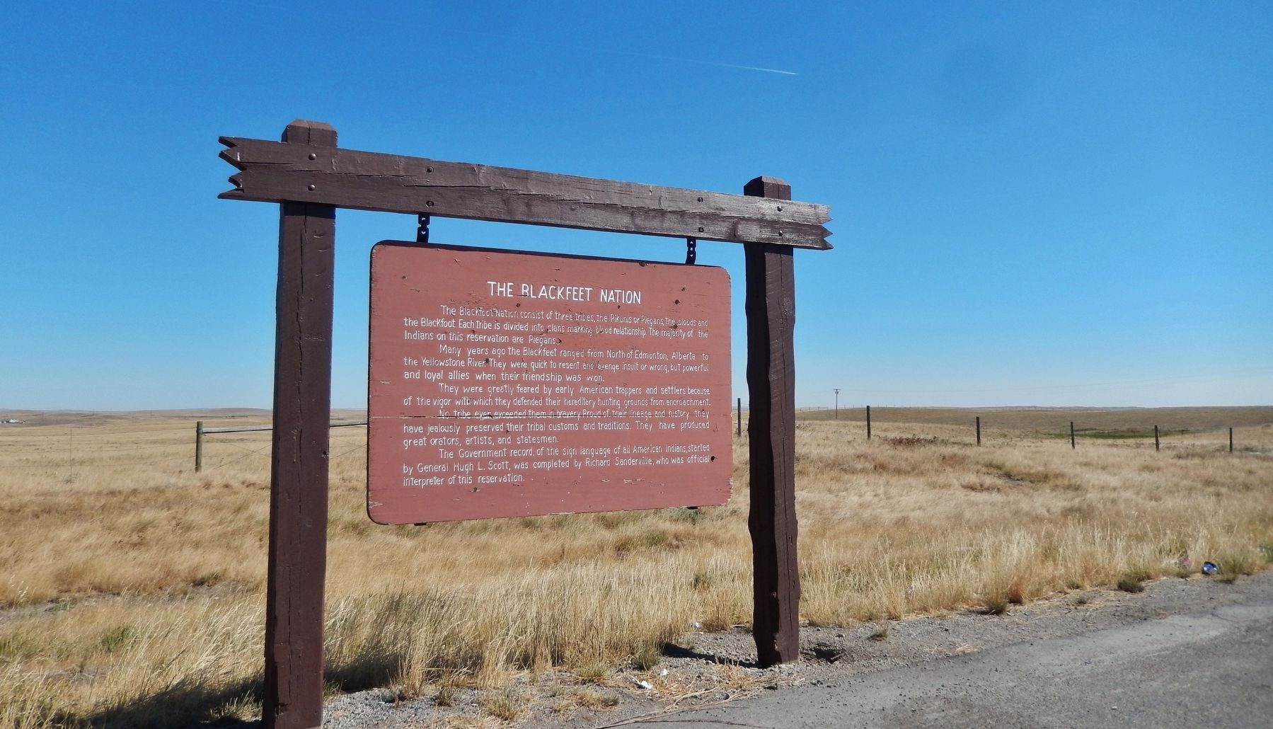 The Blackfeet Nation Marker (<i>wide view</i>). Click for full size. The Blackfeet Nation Marker (<i>wide view</i>) image. Click for full size.