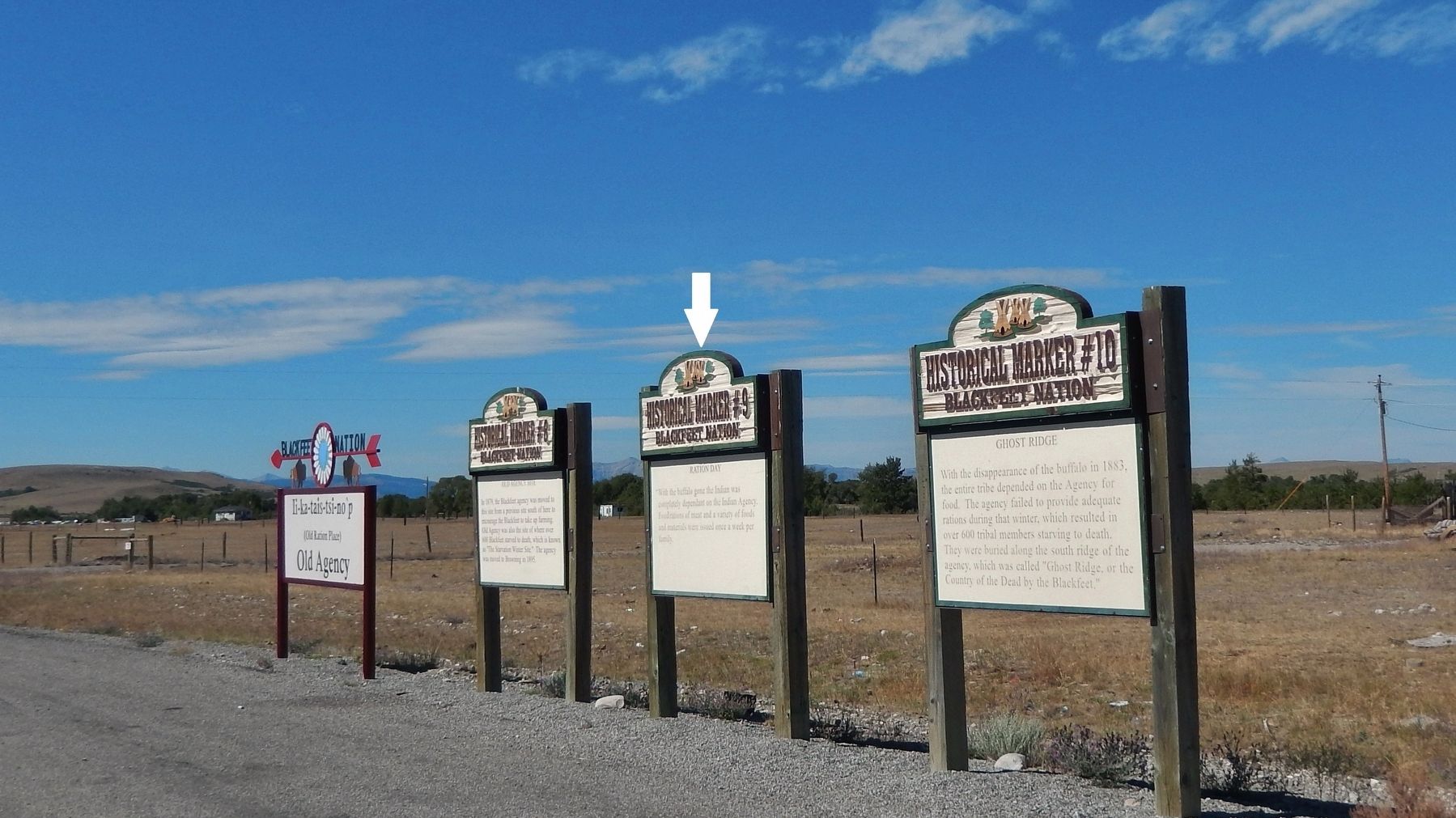 Ration Day Marker (<i>wide view; center of three historical markers at this site</i>). Click for full size. Ration Day Marker (<i>wide view; center of three historical markers at this site</i>) image. Click for full size.