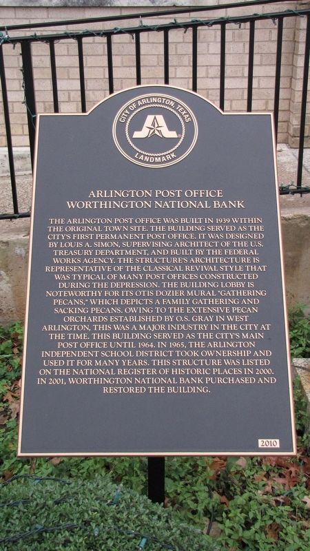 Arlington Post Office Worthington National Bank Marker image. Click for full size.