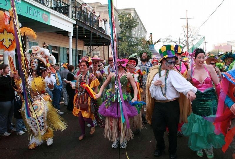 Mondo Kayo revelers parade on St. Charles Avenue in 2007 image. Click for full size.