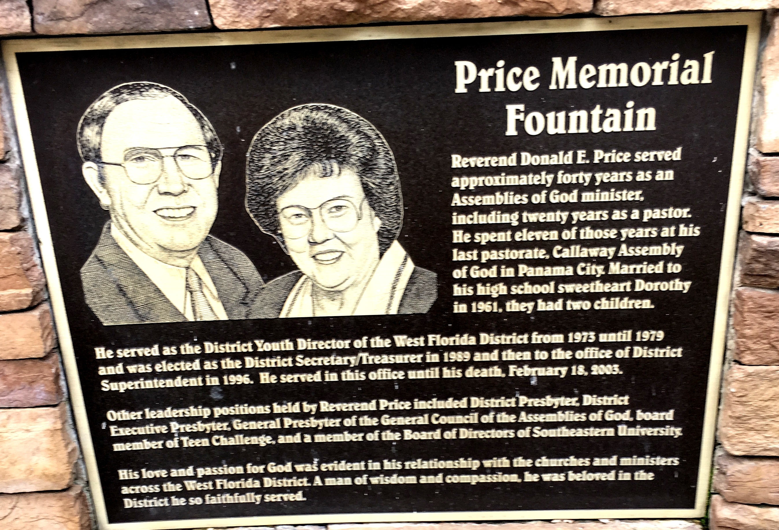 Price Memorial Fountain Marker