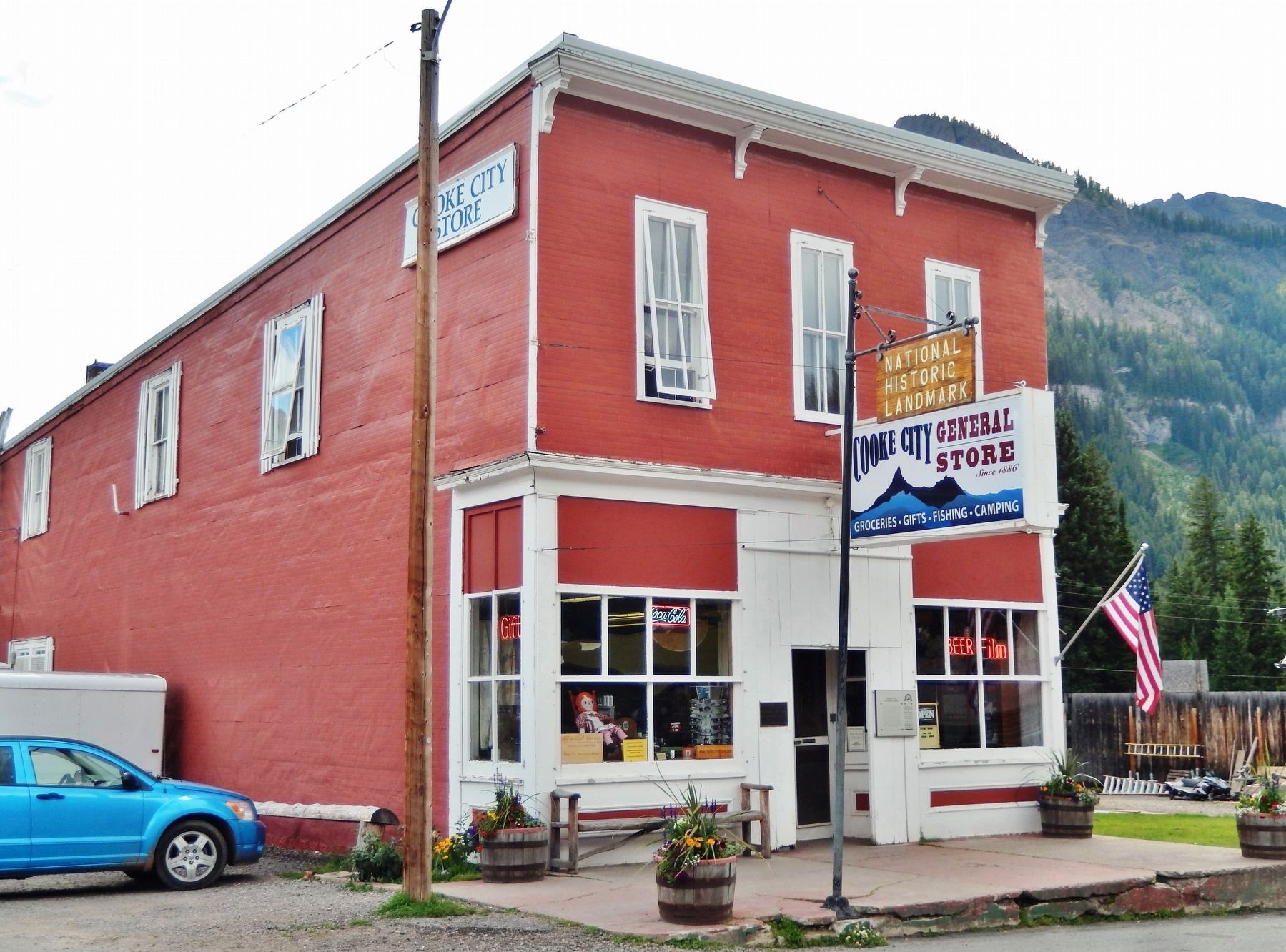 Cooke City General Store (<i>marker visible at eye-level just right of front entrance</i>). Click for more information. Cooke City General Store (<i>marker visible at eye-level just right of front entrance</i>) image. Click for more information.