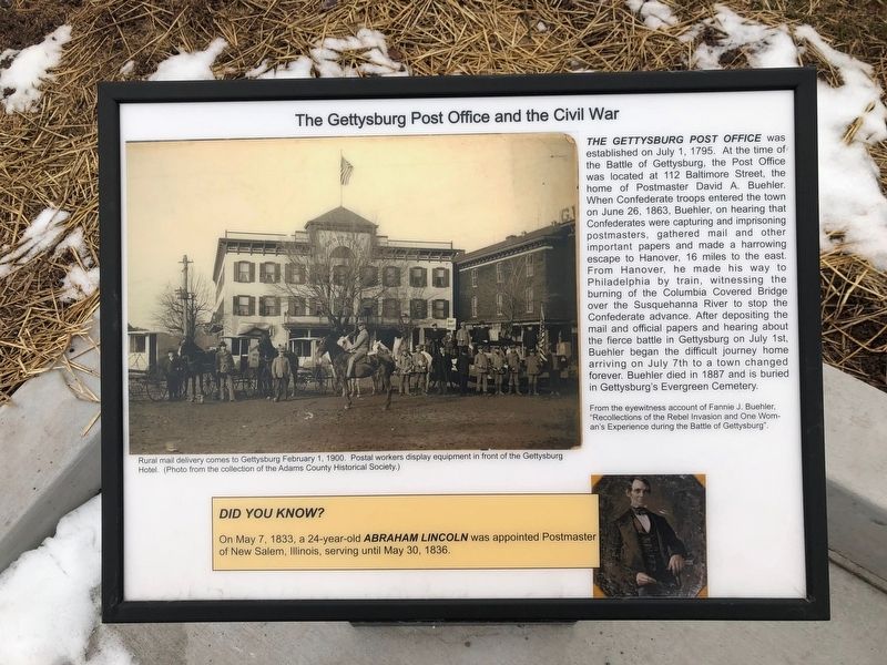 The Gettysburg Post Office and the Civil War Marker image. Click for full size.