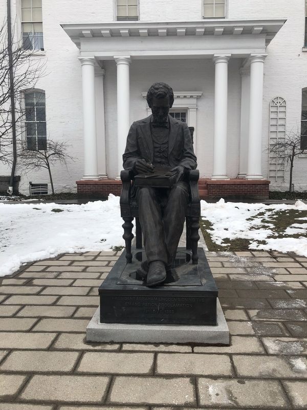President Abraham Lincoln Signing the Emancipation Proclamation Marker. Click for full size. President Abraham Lincoln Signing the Emancipation Proclamation Marker image. Click for full size.