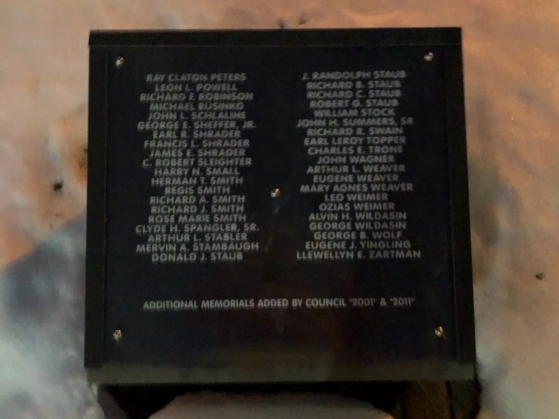 Additional Memorials Added by Council "2001" & "2011" image. Click for full size.