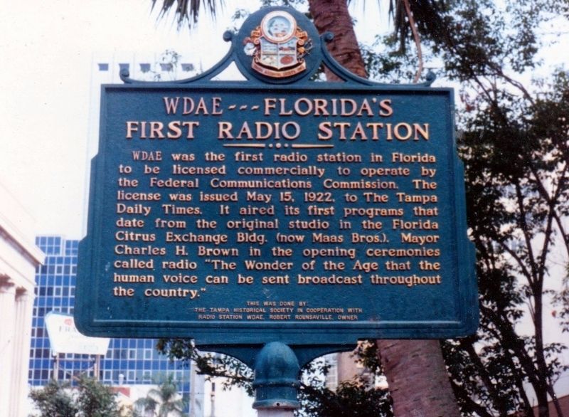 WDAE ---Florida's First Radio Station Marker image. Click for full size.
