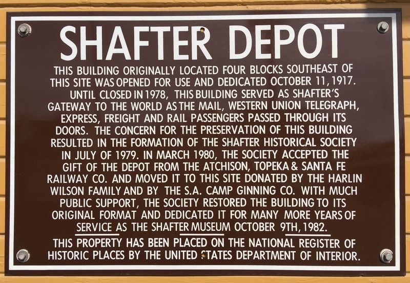 Shafter Depot Marker image. Click for full size.